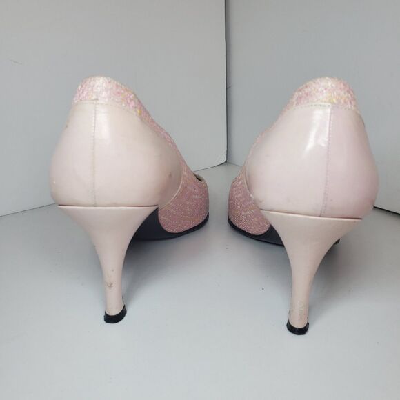 Stuart Weitzman Womens Sz 8 Pink Leather Pointed Toe Heels Plaid - Picture 7 of 9